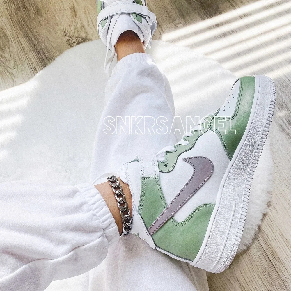 Custom nike air force 1 mid sneakers 🥑 - Picture 2 of 3